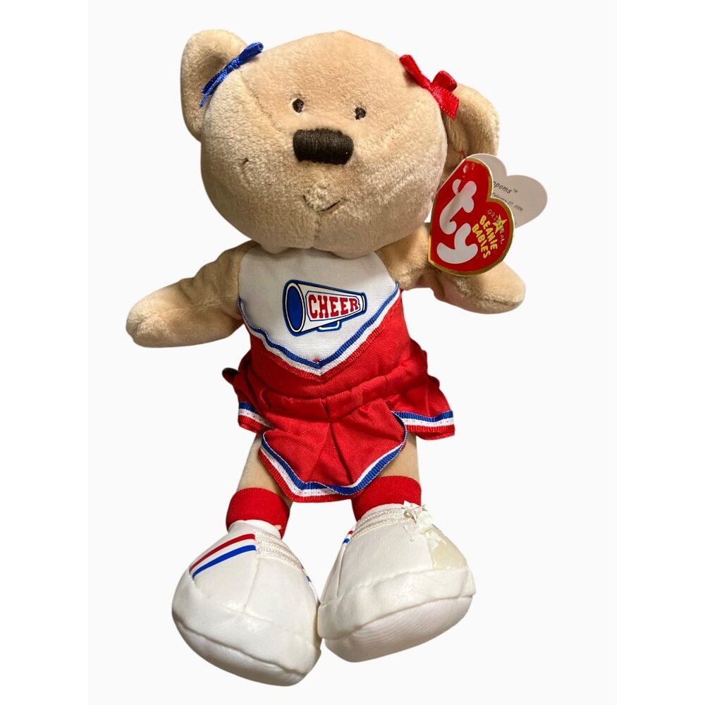 Ty Beanie Babies Cheerleader Pom Poms Bear Plush Toy 2006 Red Outfit Collectible
